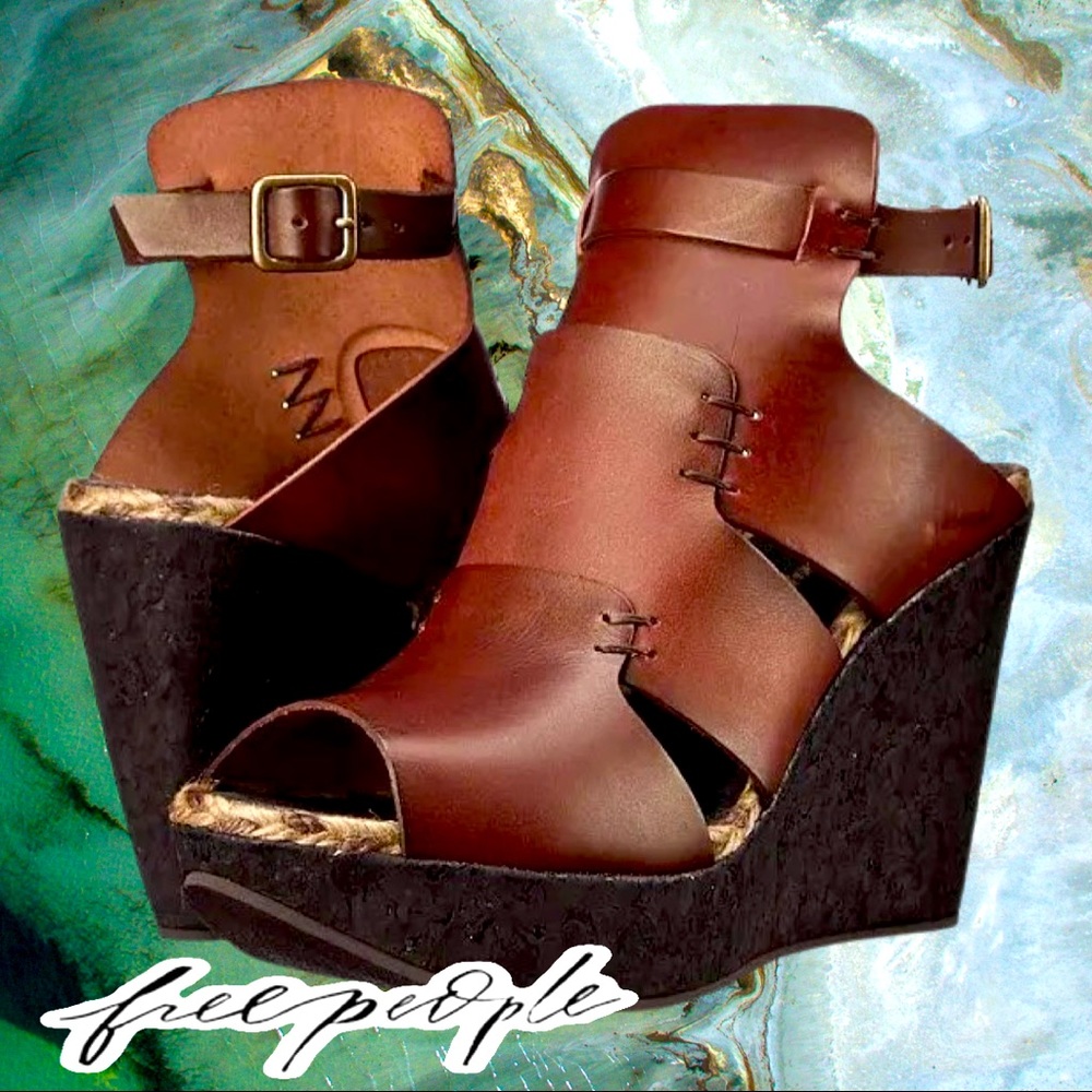 Free people “Venchetta” leather wedges